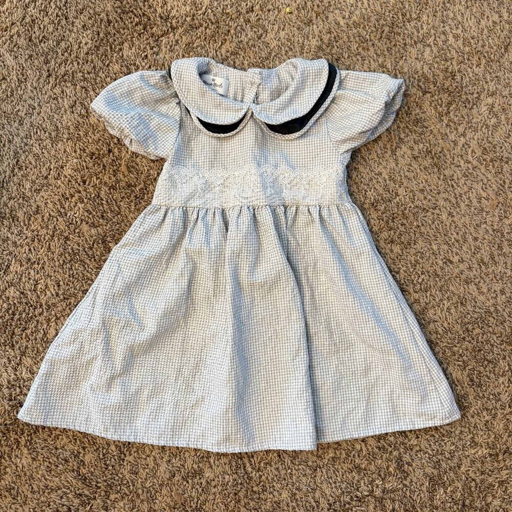 Marie Nicole gingham collared embroidered dress